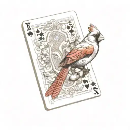 Playing Cards And Cardinal Bird