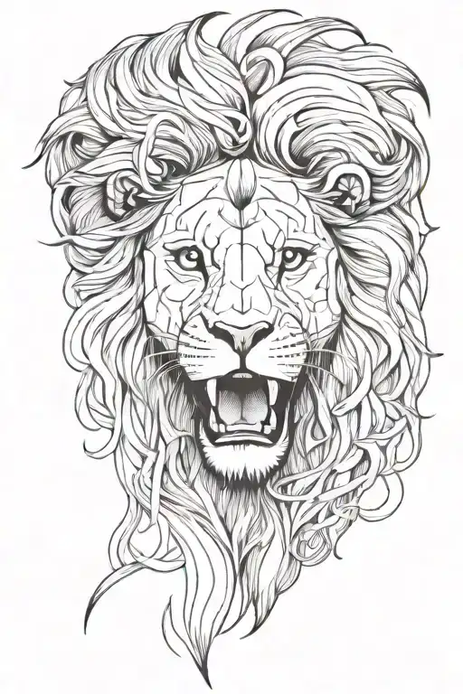 Lion And Woman Face Inside Mouth