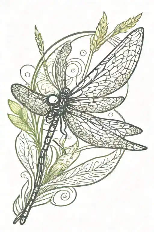 Dragonfly Flying With Marsh Scenery Featuring A Cancer Awarness Ribbon As Part Of The Design