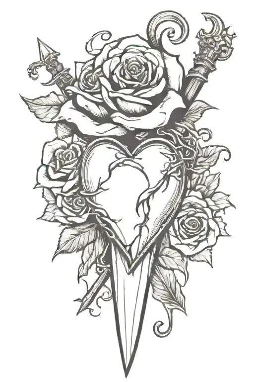 Heart And Roses And Dagger