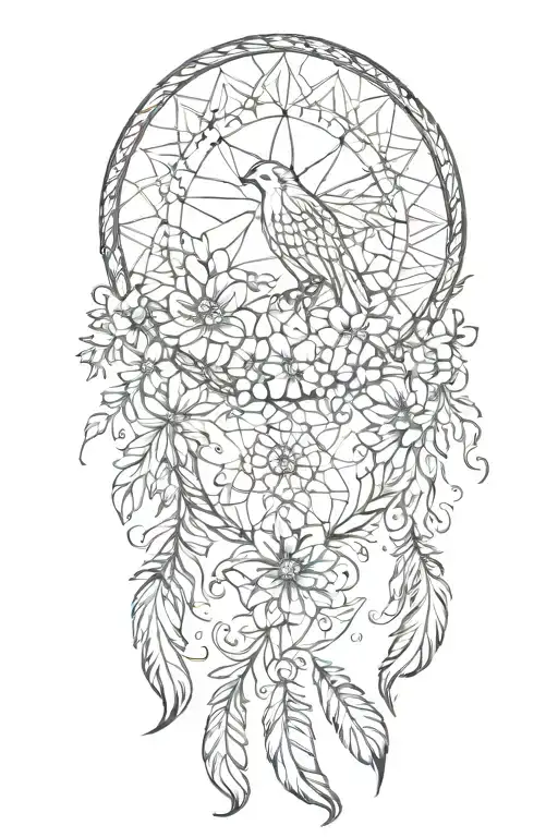 Dream Catcher Phoenix Flowers Intertwined Infinity Symbols