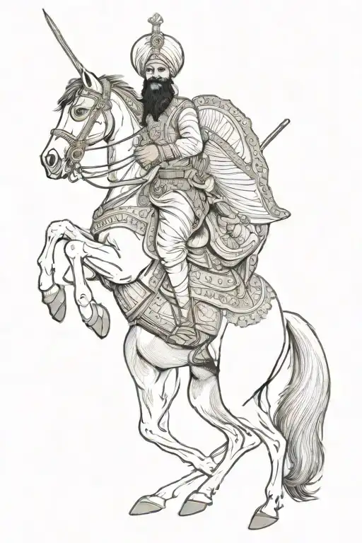 Sikh Warrior Riding A Rearing Horse