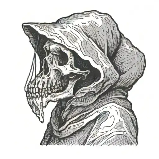 Dark Figure Of Bone Hidden Behind A Dark Hood