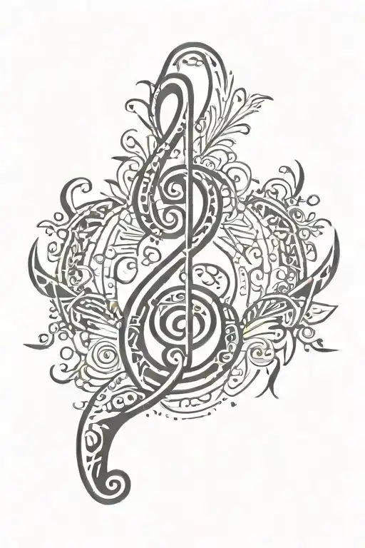 An Ankle Tattoo Of A Tribal Music Staff With Psychology-related Imagery