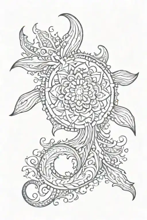 Ocean Creature And Mandala Design