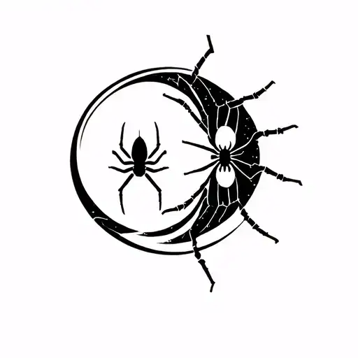 Small Withcy Themed Tattoo With Crescent Moon And Spider