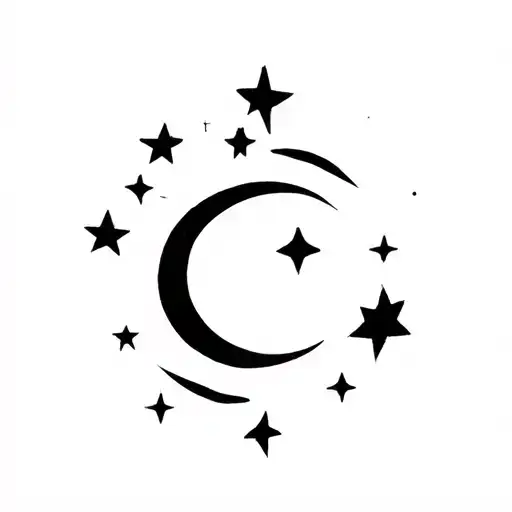 Shooting Star With Stars And Moon