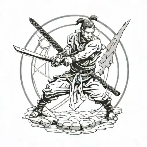 Calisthenics Assassins Katana Surrounded By A Circle