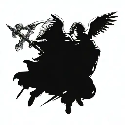 Arch Angel Michael Fighting Wielding A Sword