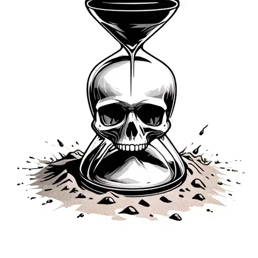 Hourglass Skull As Sand Falling