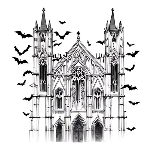 Gothic Cathedral With Bats