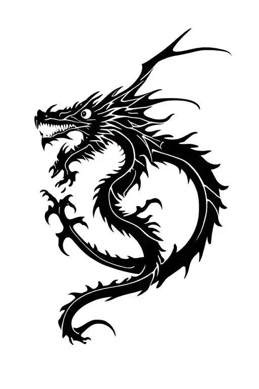 Dragon Flying Around Lighting Bolt