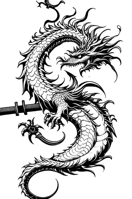 Stafford On The Forearm Dragon With Katana