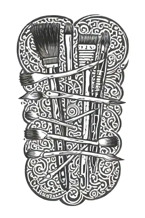 Art And Paint Brushes With Dad