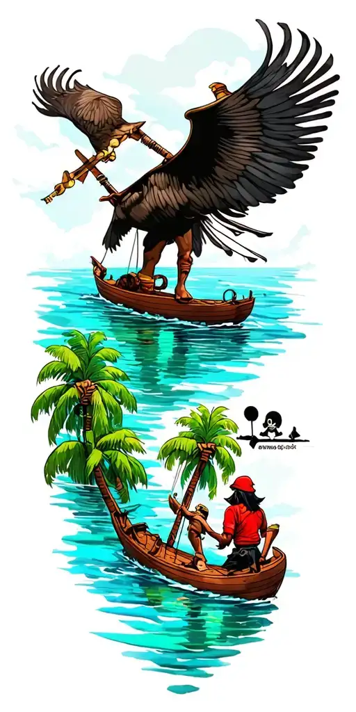 Full Sleeve With Pirates And A Lagoon