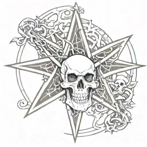 Pentagram Star Skull Inside