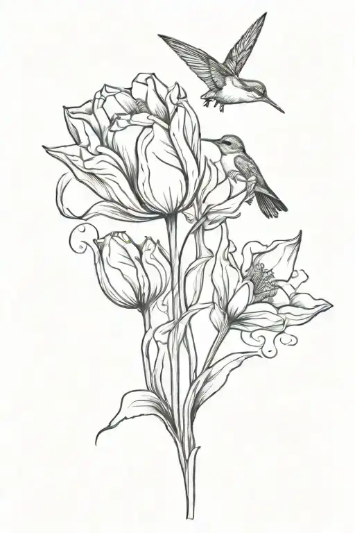 Tulip And Hummingbird
