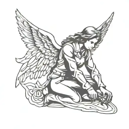 Angel Women Soldier Kneeling