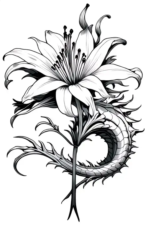 Spider Lily Flower With A Dragon