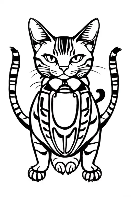 Egyptian Cat Catching Scarab Beetle