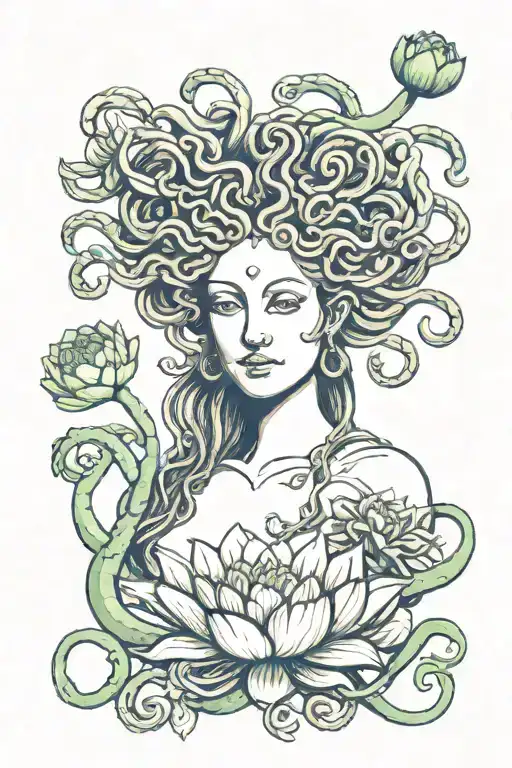 A Medusa With A Lotus Flower Blooming