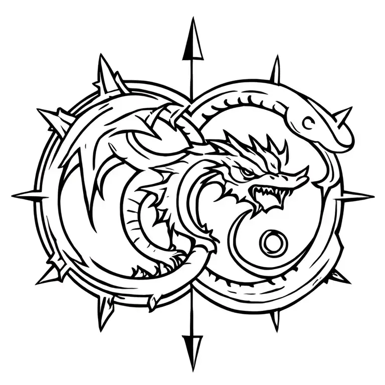 Viking Symbol For Life With A Dragon And Compas