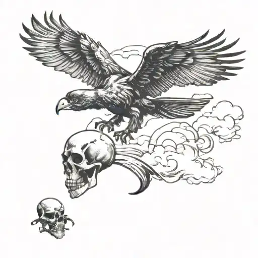 2 Crow Flying And Skull