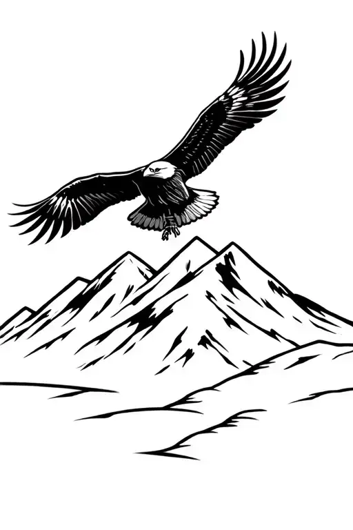 Bald Eagle Soaring Over A Mountain Range