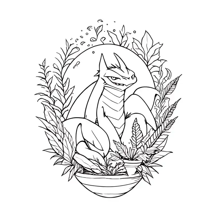 Toothless From How To Train Your Dragon Surrounded With Monestras And Houseplants