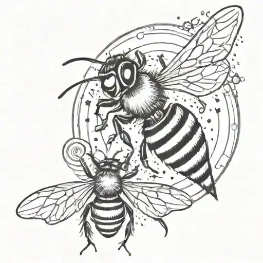 Bee Flying In Space Themed