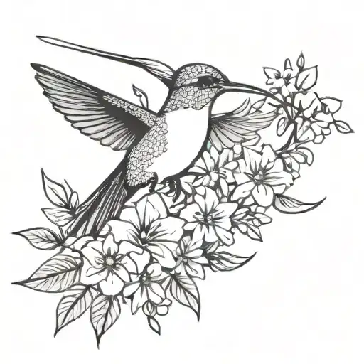 Hummingbird Surrounded By Flowers