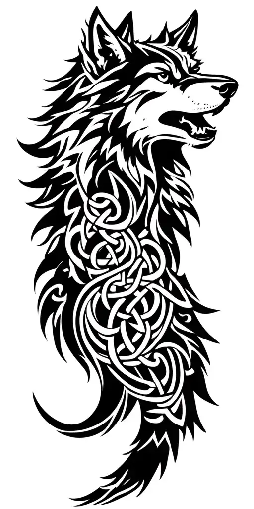 Celtic Wolf With Amour Tribal