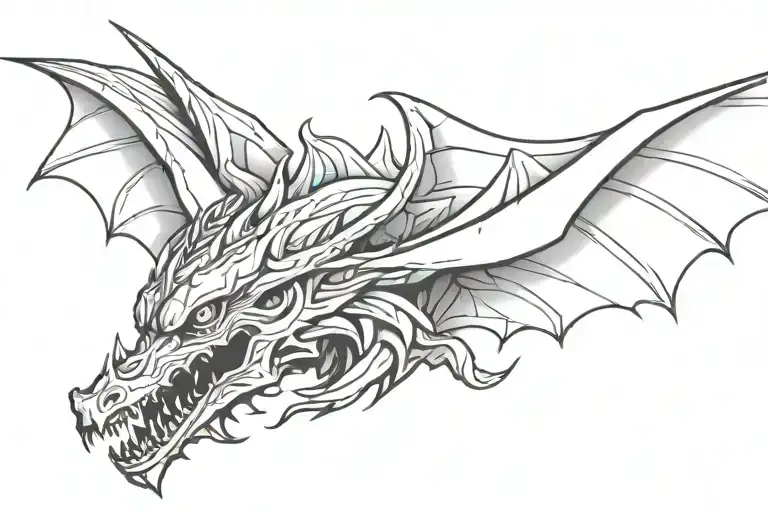Dragon Head With Wings Spread Wide
