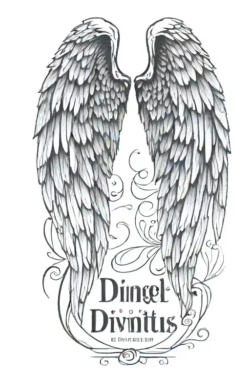Angel Wings With The Words Divinitus Protegere