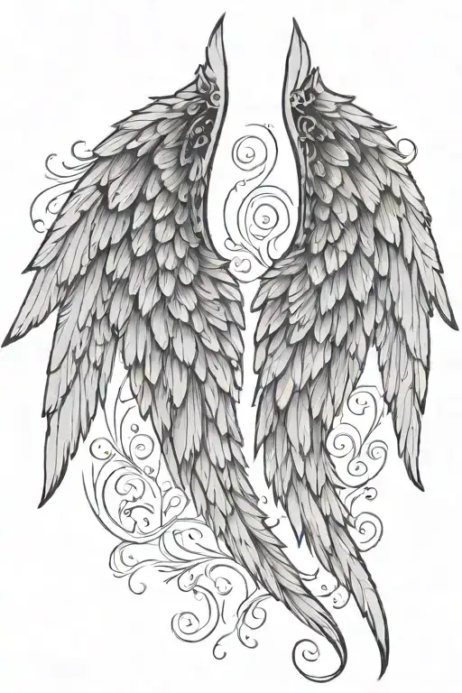 Angel Wings With The Words Divinitus Protegere