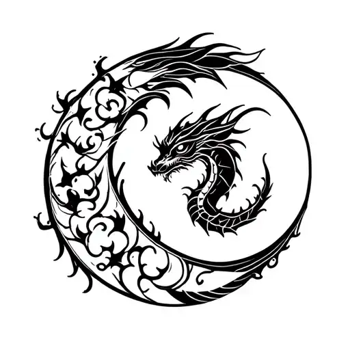 Crescent Moon And Baby Dragon
