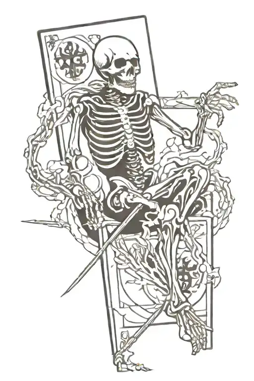 The Fool Tarot Card Skelett