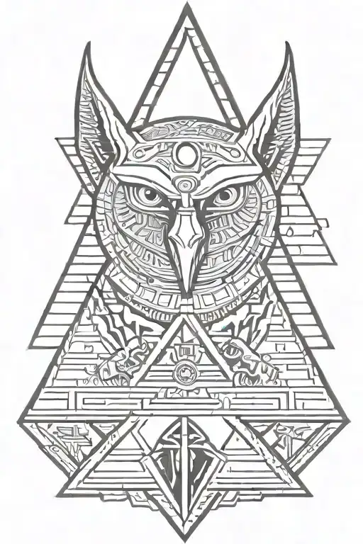Anubis Pyramid Eye Of Orus Owl Perched On Top