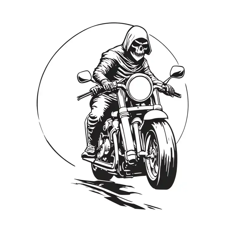 Grim Reaper Riding A Motorcycle