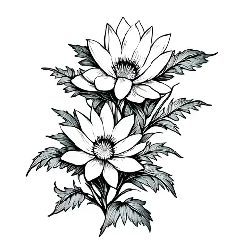 Marigold And Water Lily Flowers Intertwined Vines