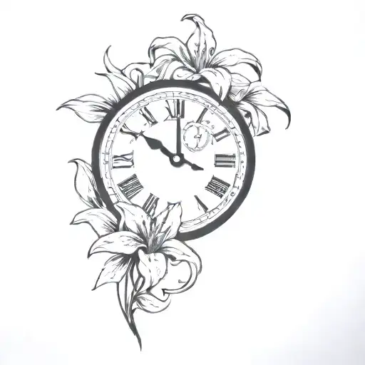 A Clock And Lilies