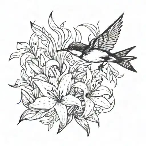 Swallow In Tiger Lilies