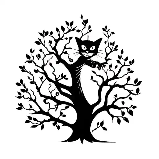 Happy Cheshire Cat In A Tree