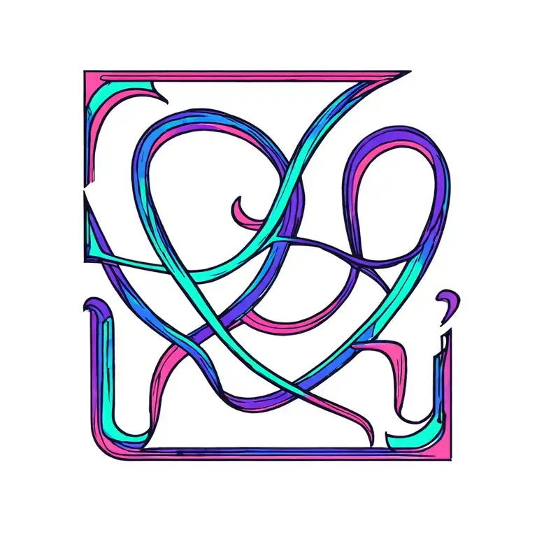 Laminin Blue Teal Purple Pink From Edge To Edge Ambigram Sammi Amber