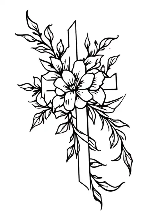 Cross Wrapped In Flowers And Vines