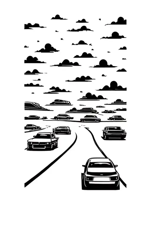 Parked Cars Night Sky City Lights