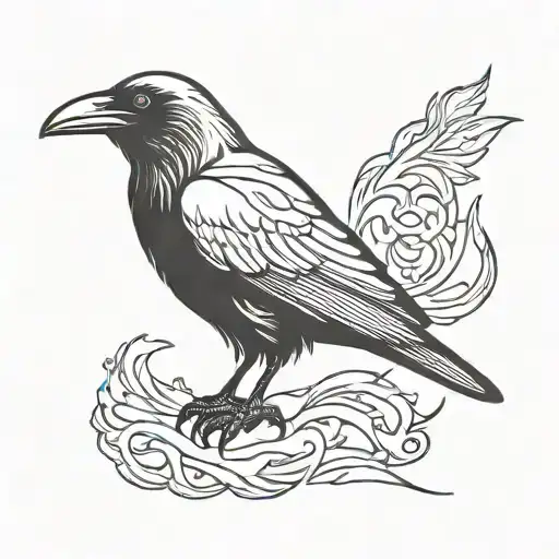 Raven Sitting Facing Forward