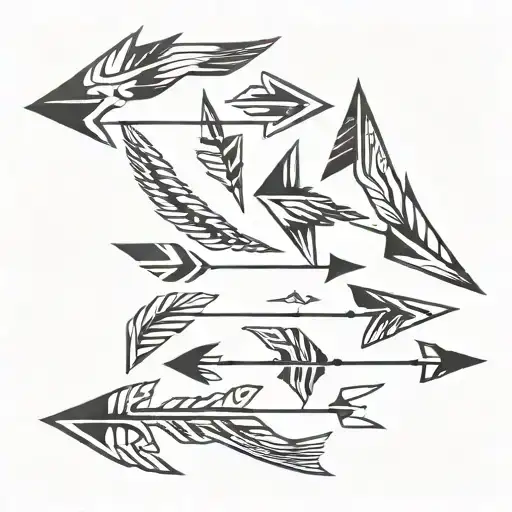 5 Arrows With One Arrow With Wings Spread Wide