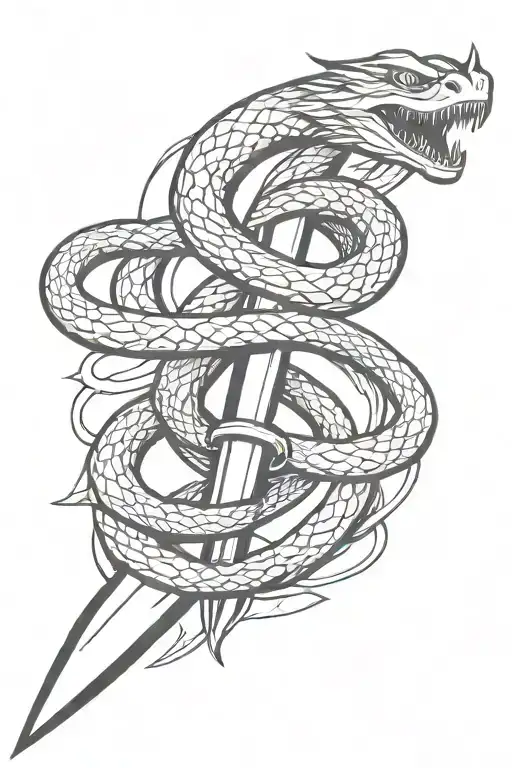 Dagger And Snake Wrapped