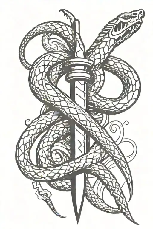 Dagger And Snake Wrapped